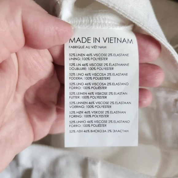 🥝HOST PICK🥝 Club Monaco Off White Wide Leg Trousers Pants Linen Blend Size  M - Picture 12 of 14